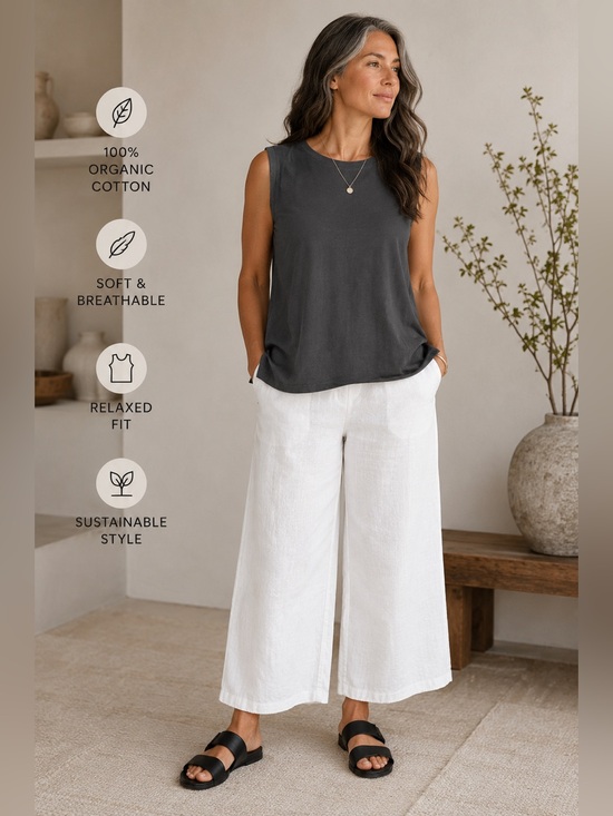 Eileen Fisher Tops - Eileen Fisher 2X Organic Cotton Charcoal Gray Tank Top Minimalist